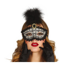 Black Mask with Feather