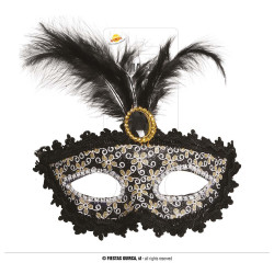 Black Mask with Feather