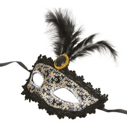 Black Mask with Feather